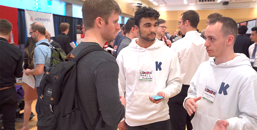 Marwan El-Rukby and Dani Shaykho making a pitch during the University of Washington Dempsey Startup Competition