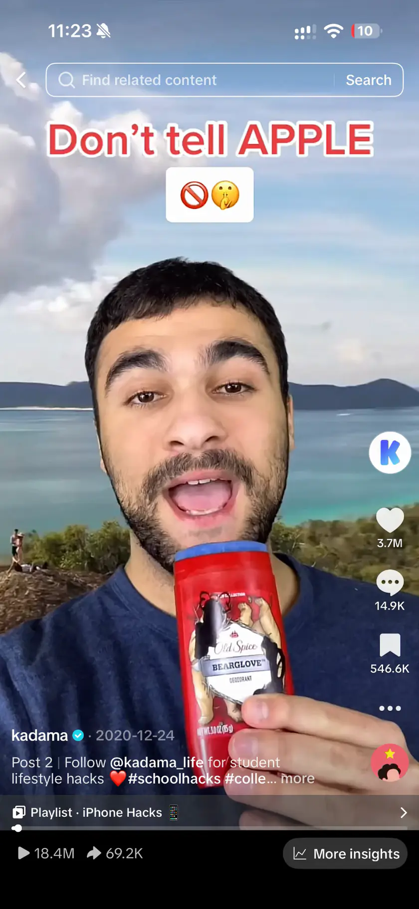 A Kadama TikTok on a phone: an iPhone hack titled Don’t tell Apple